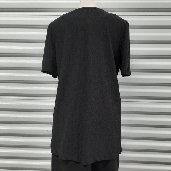 Liz Baker Top Blouse Womens Medium Black Short Sleeve - Picture 9 of 9